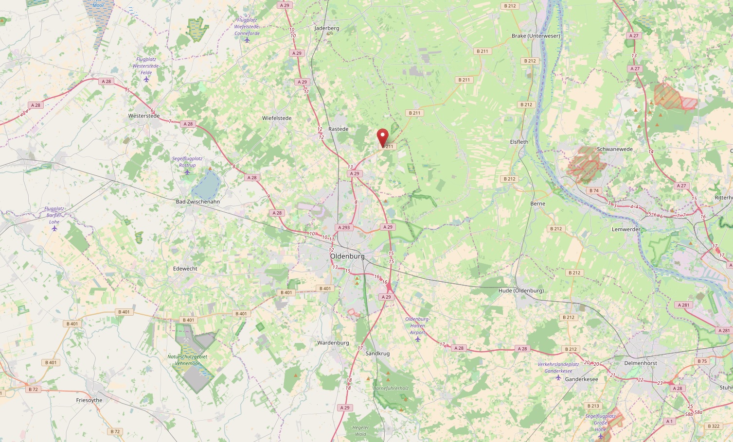 Kartenausschnitt Oldenburg mit NABK Loy verzeichnet