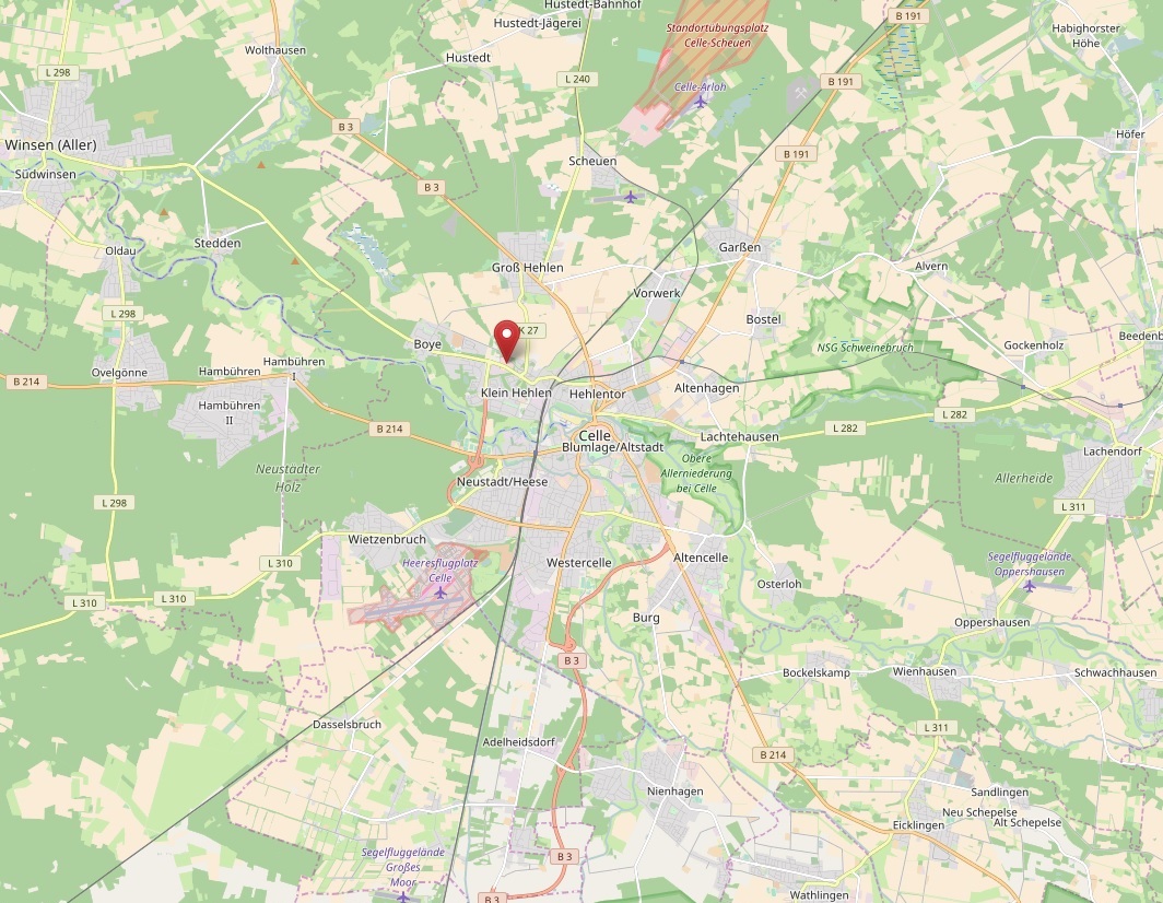Kartenausschnitt Celle mit NLBK verzeichnet